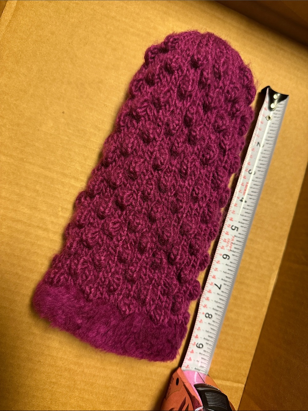 Ladies Raspberry Knit Mittens - Picture 3 of 3